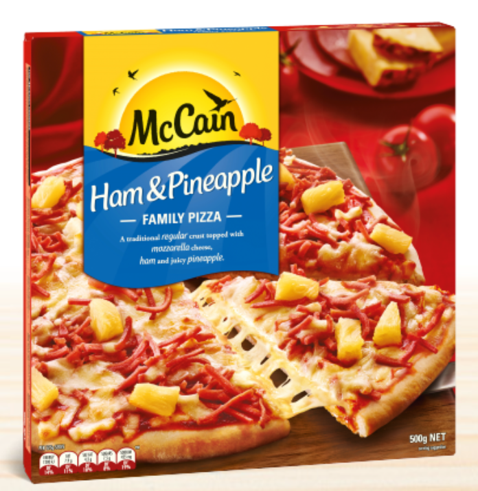 McCAIN PIZZA SINGLE HAM/PINE. 1X32