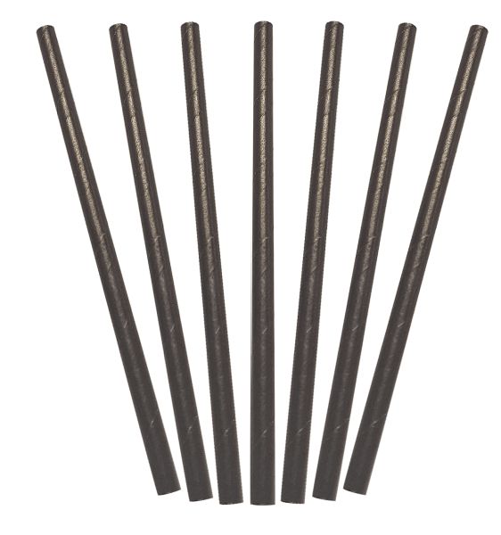 BIOPAK PAPER STRAW BLACK COCKTAIL 10SLV X 250PC