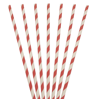 BIOPAK PAPER STRAW REGULAR RED/WHT STRIPE 10SLV X 250PC