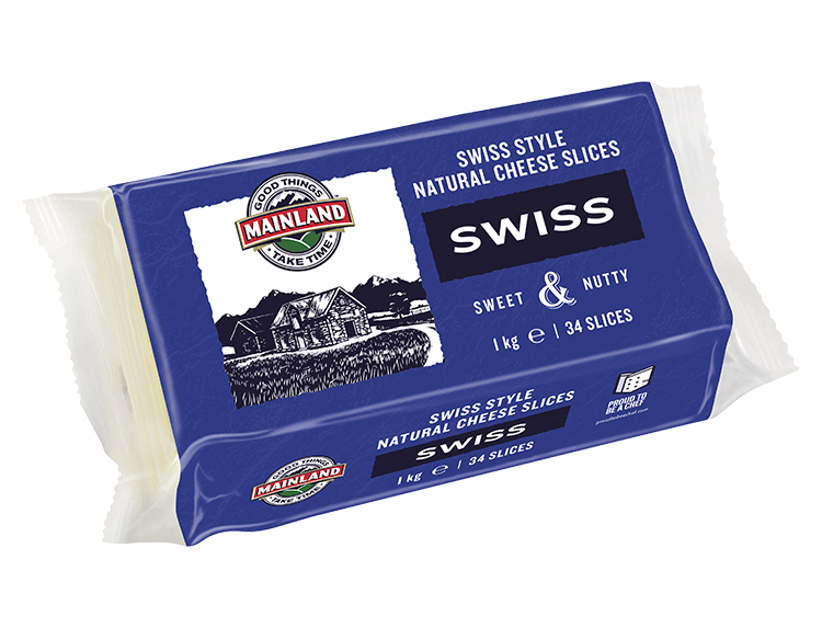 MAINLAND SWISS SLICE CHEESE 10X1KG