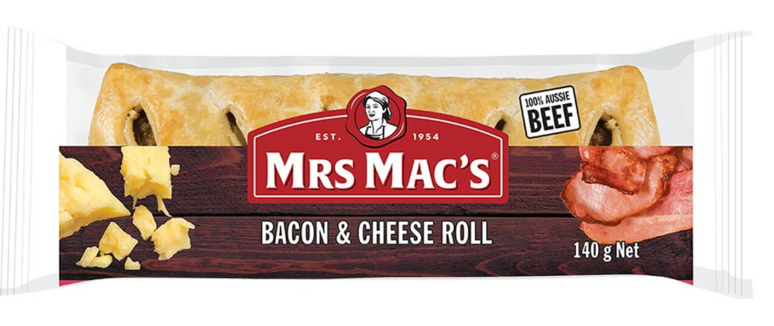 MRS MACS BACON & CHEESE SAUSAGE ROLL 15X140G