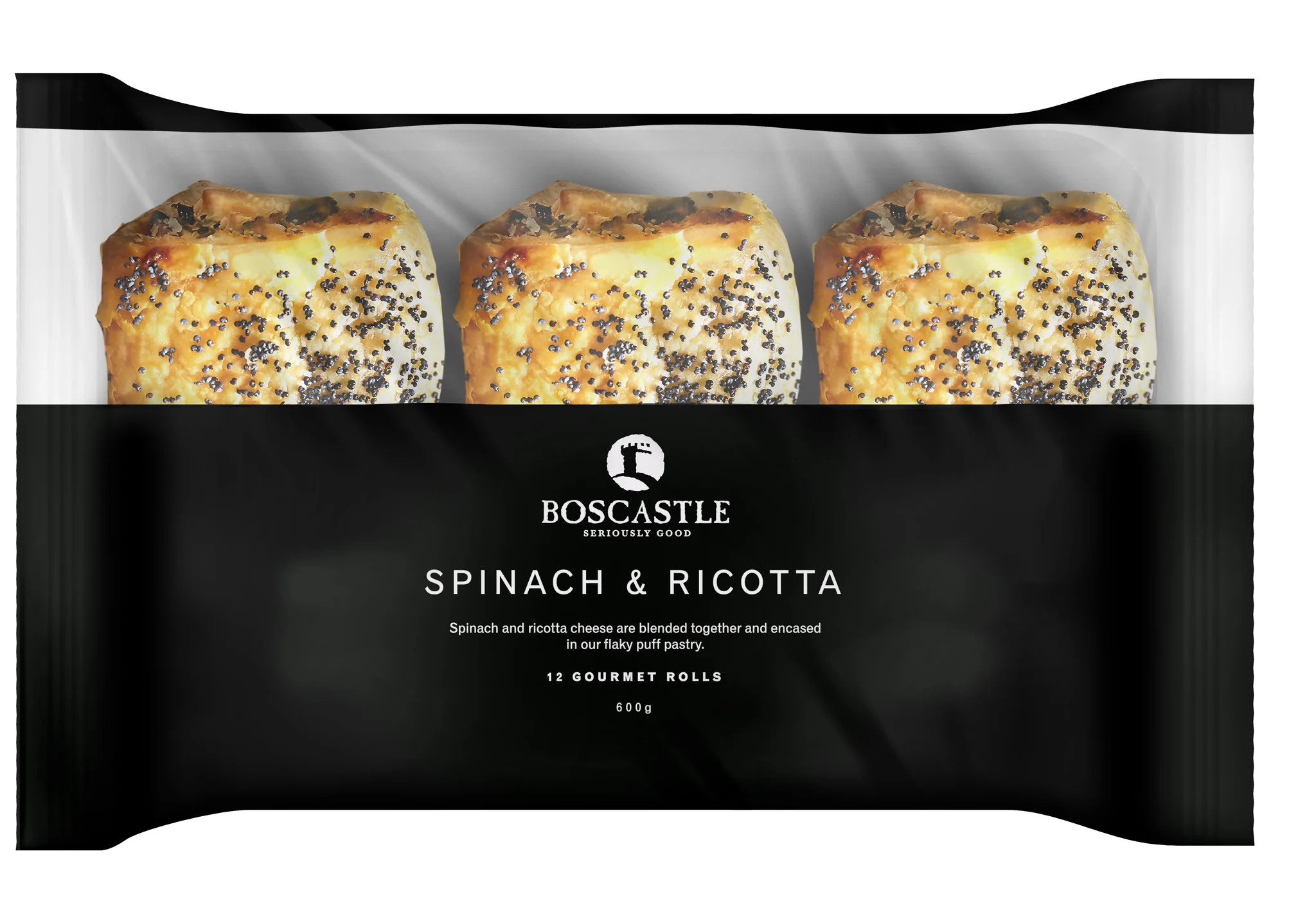 BOSCASTLE SPINACH &RICOTTA PARTY ROLL 50G 4X12