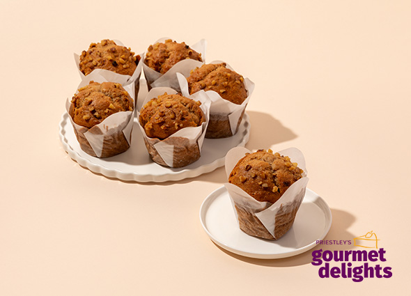 PRIESTLEY'S INDIVIDUAL BANANA & WALNUT MUFFIN - 4INNER X (6PC X 145G)