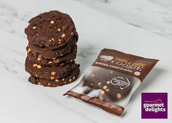 PRIESTLEY'S TRIPLE CHOC COOKIE G/F - 6INNER X (11PC X 56G)
