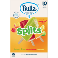 BULLA SPLITS SELECTION (ORG, TROPICAL WILDBERRY) ICE CREAM STICK 5X10PACK