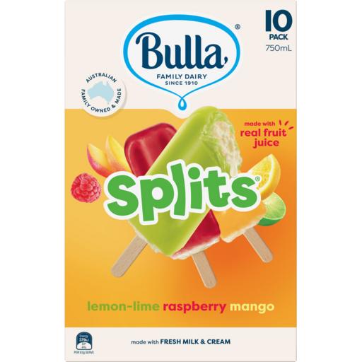 BULLA SPLITS VARIETY - LEMON LIME & MANGO & RASPBERRY - 5X10PACK