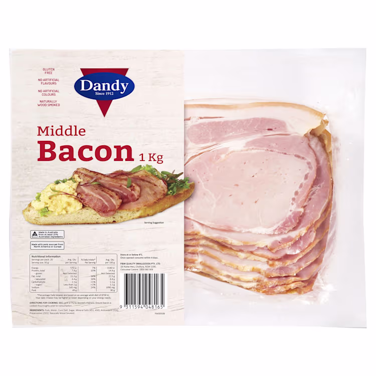 DANDY MIDDLE BACON 10X1KG