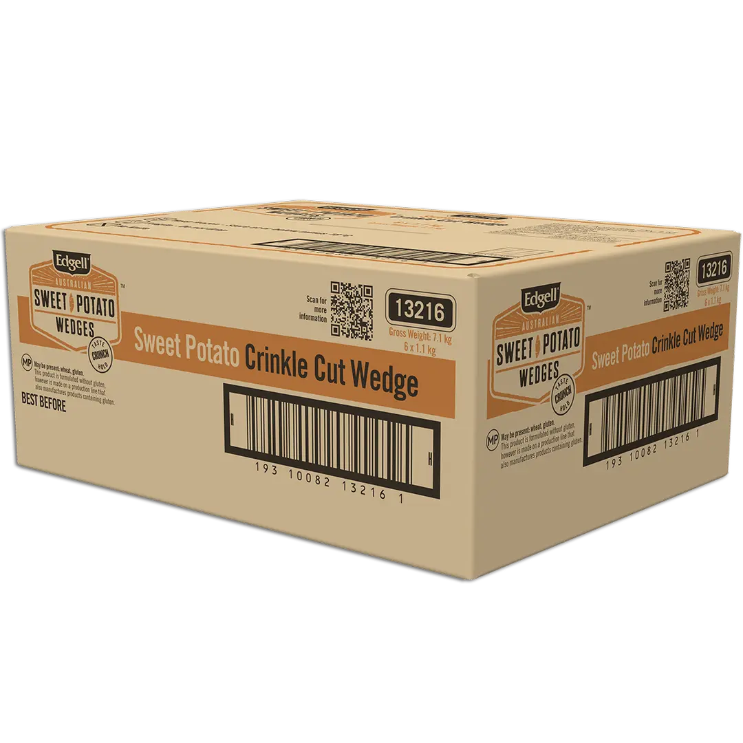EDGELL SWEET POTATO CRINKLE CUT WEDGES 6X1.1KG