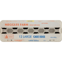MEGGLES CAGE EGGS RETAIL LARGE 15X1DZ