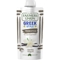 F/U GREEK STYLE VANILLA YOUGHURT POUCH 12X130G