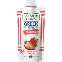 F/U GREEK STYLE S/BERRY YOUGHURT POUCH 12X130G