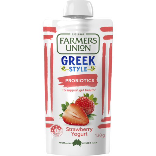 F/U GREEK STYLE S/BERRY YOUGHURT POUCH 12X130G