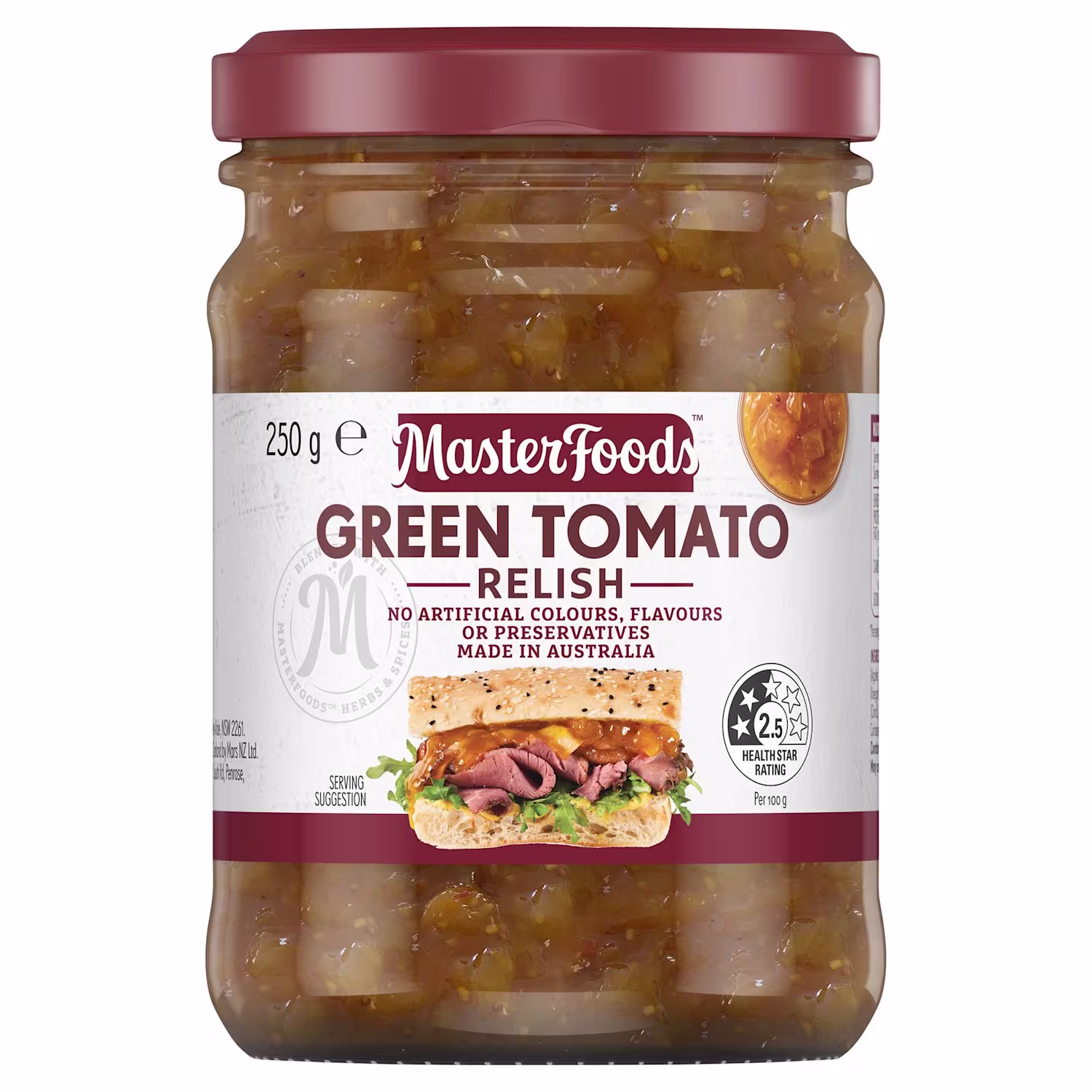 M/F GREEN TOMATO RELISH 6X250G