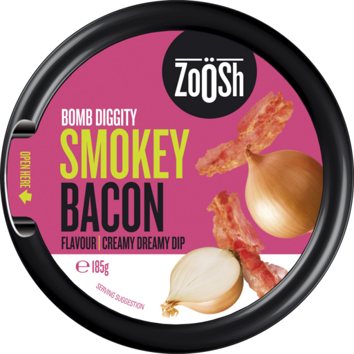 ZOOSH SMOKEY BACON DIP 6X185G (ONION & BACON)
