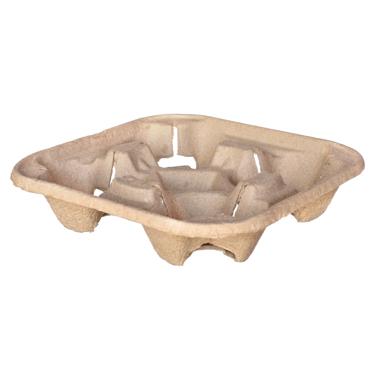 BIO PAK 4-CUP CARDBOARD TRAY 4X75
