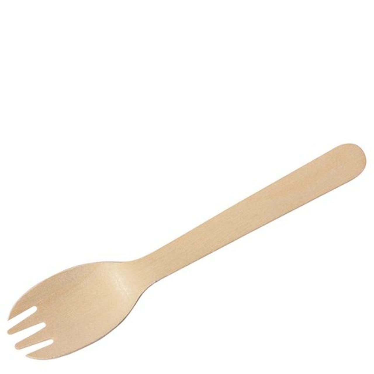 WOODEN SPORKS (16CM) - 1SLV X100PC - 10SLV x 100/CTN